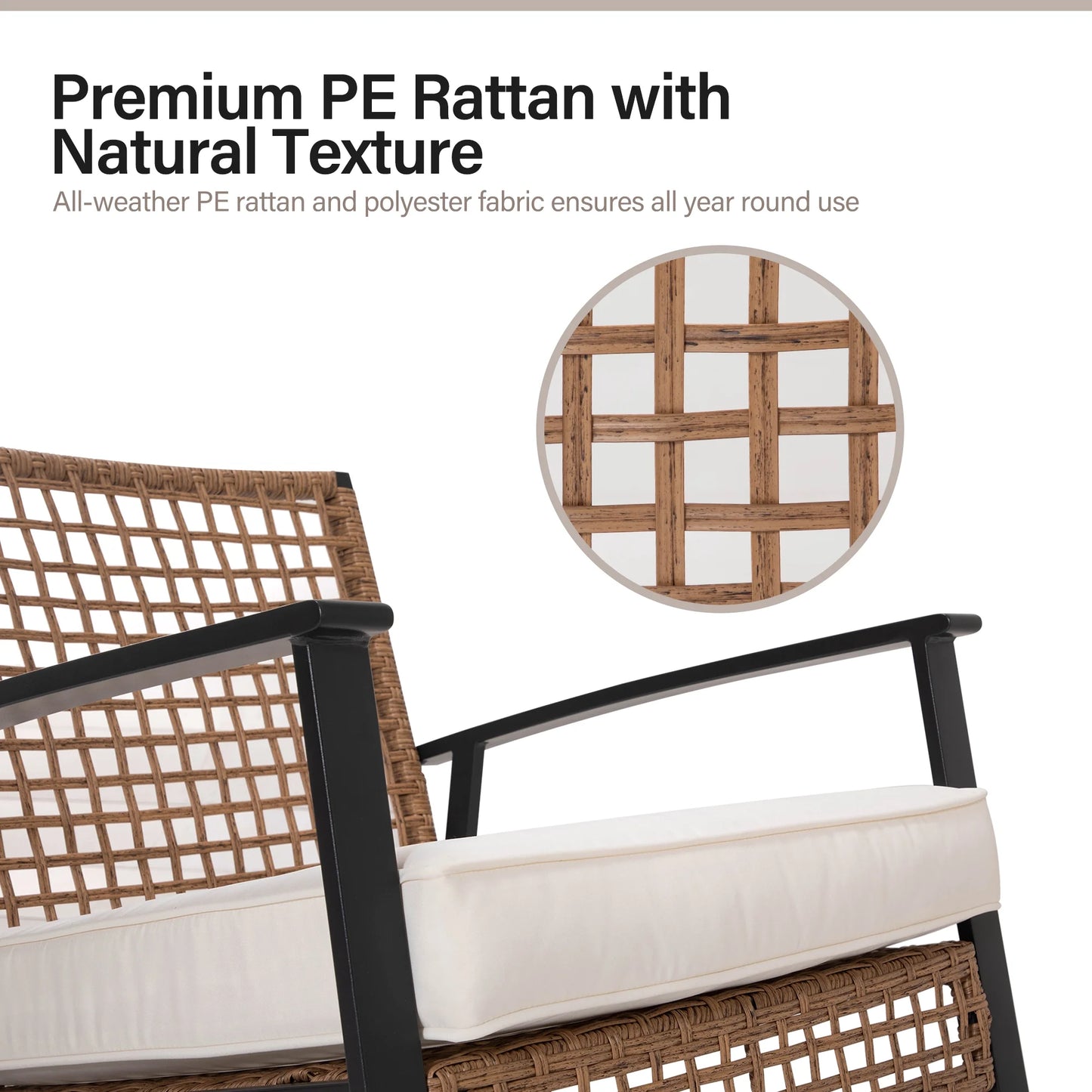 Rattan Modern Cushioned Rocking Armchair