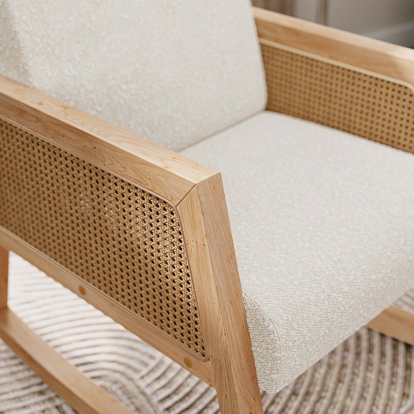 Tammy Rattan Fabric Accent Armchair