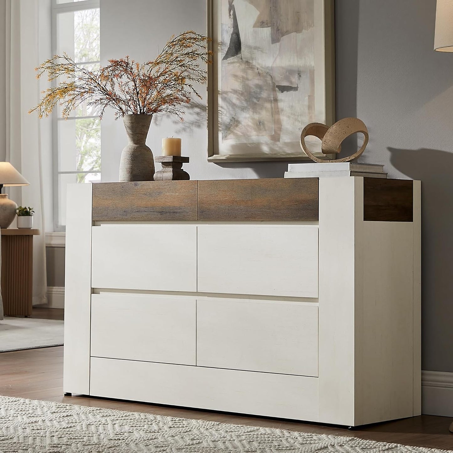 54” Wide Chest Modern 6 Drawers Dresser with Handleless - Canva Home