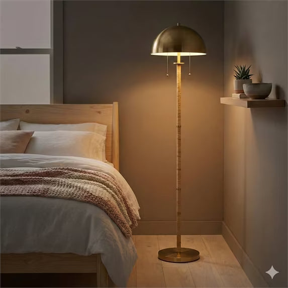 Star Two-Light Brass Metal Floor Lamp