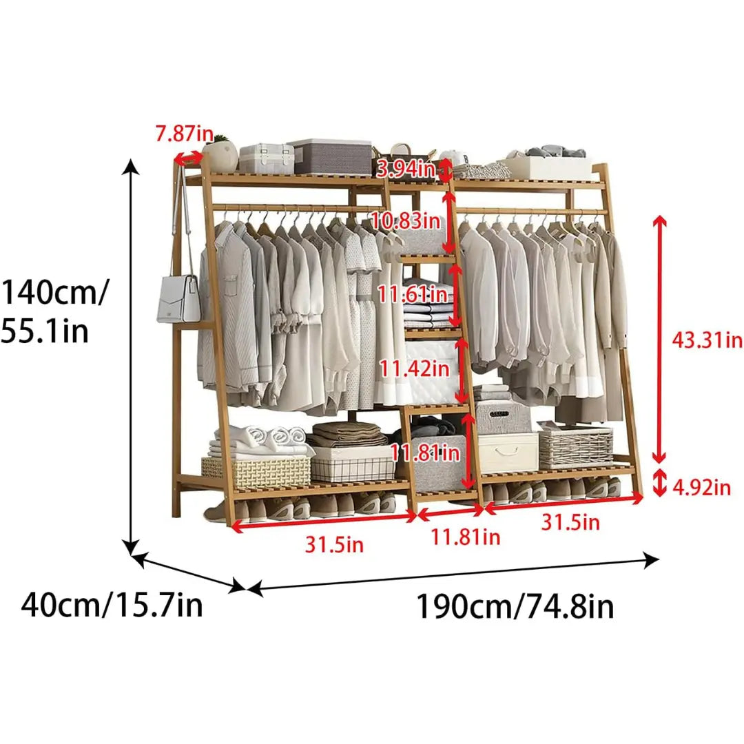 Large Duty Wood Wardrobe Clothes Rack Canva Home