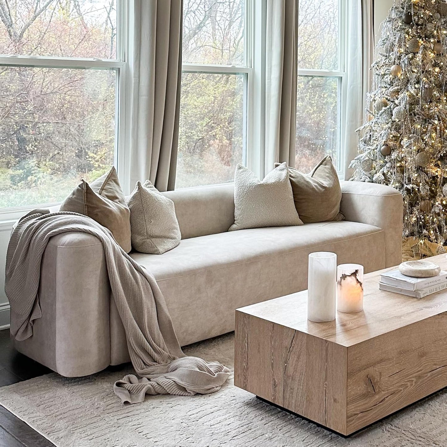 Acann Luxury Modern Tight Curved Back Velvet Sofa