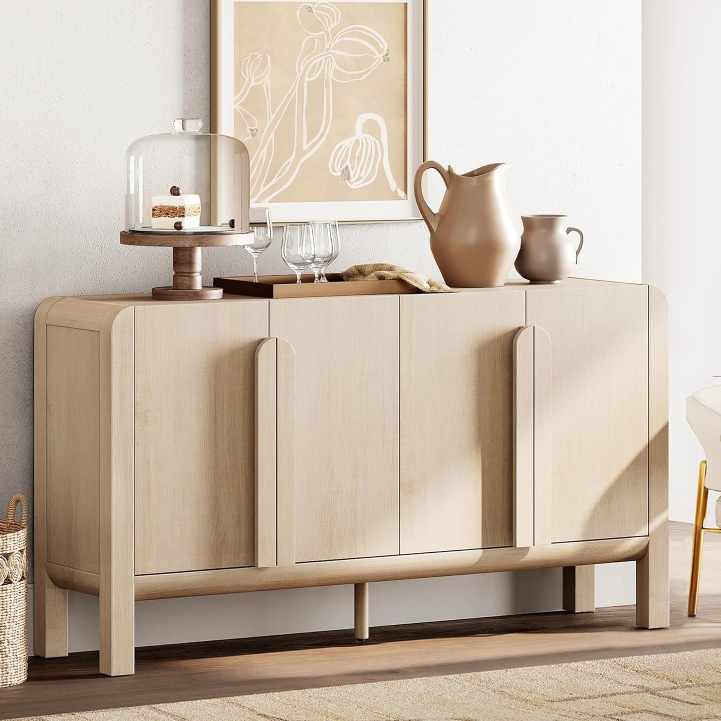 63" W Large Buffet Sideboard Cabinet