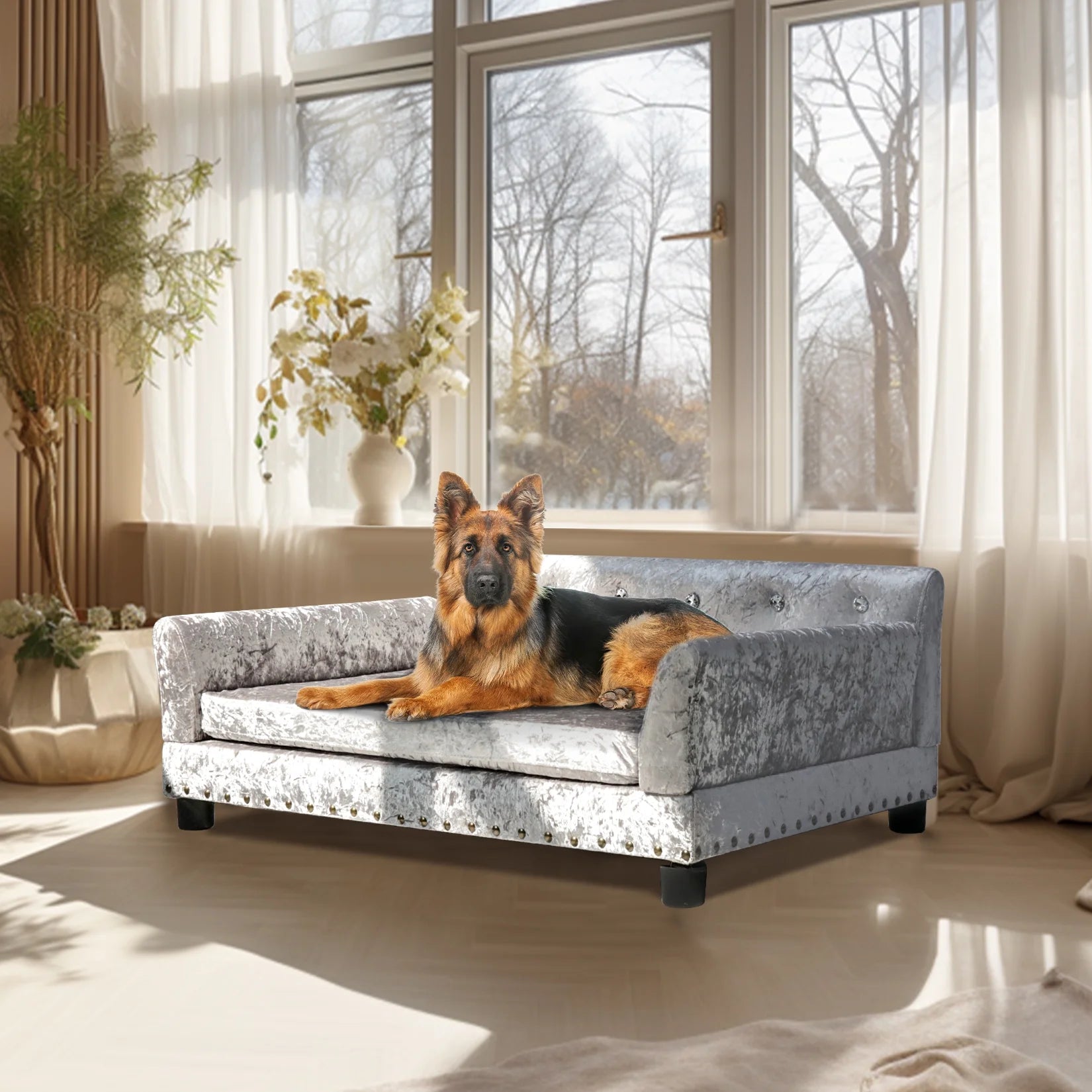 Sadie Modern Large Dog Sofa Bed Canva Home