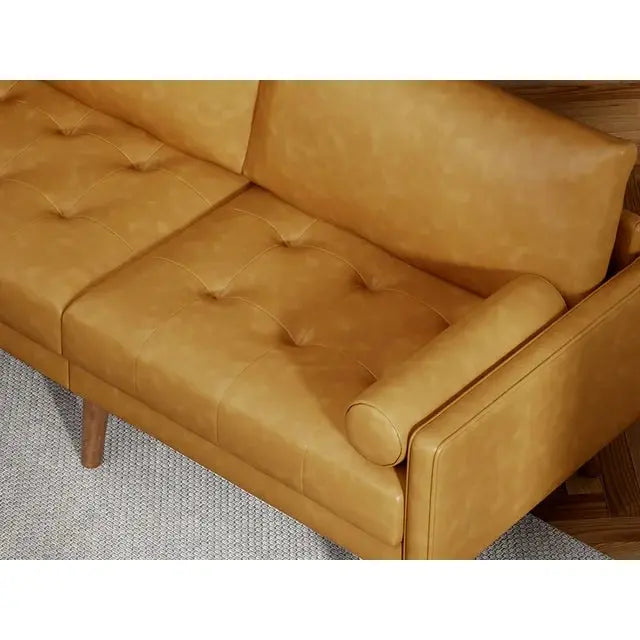 Modern Leather Loveseat Couch Canva Home