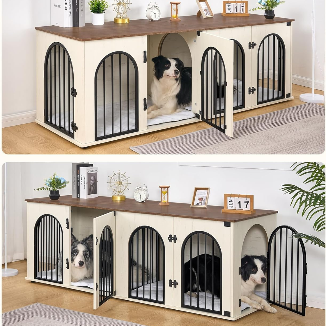 70.9" Oskar Double Dog Crate Furniture For 2 Dogs