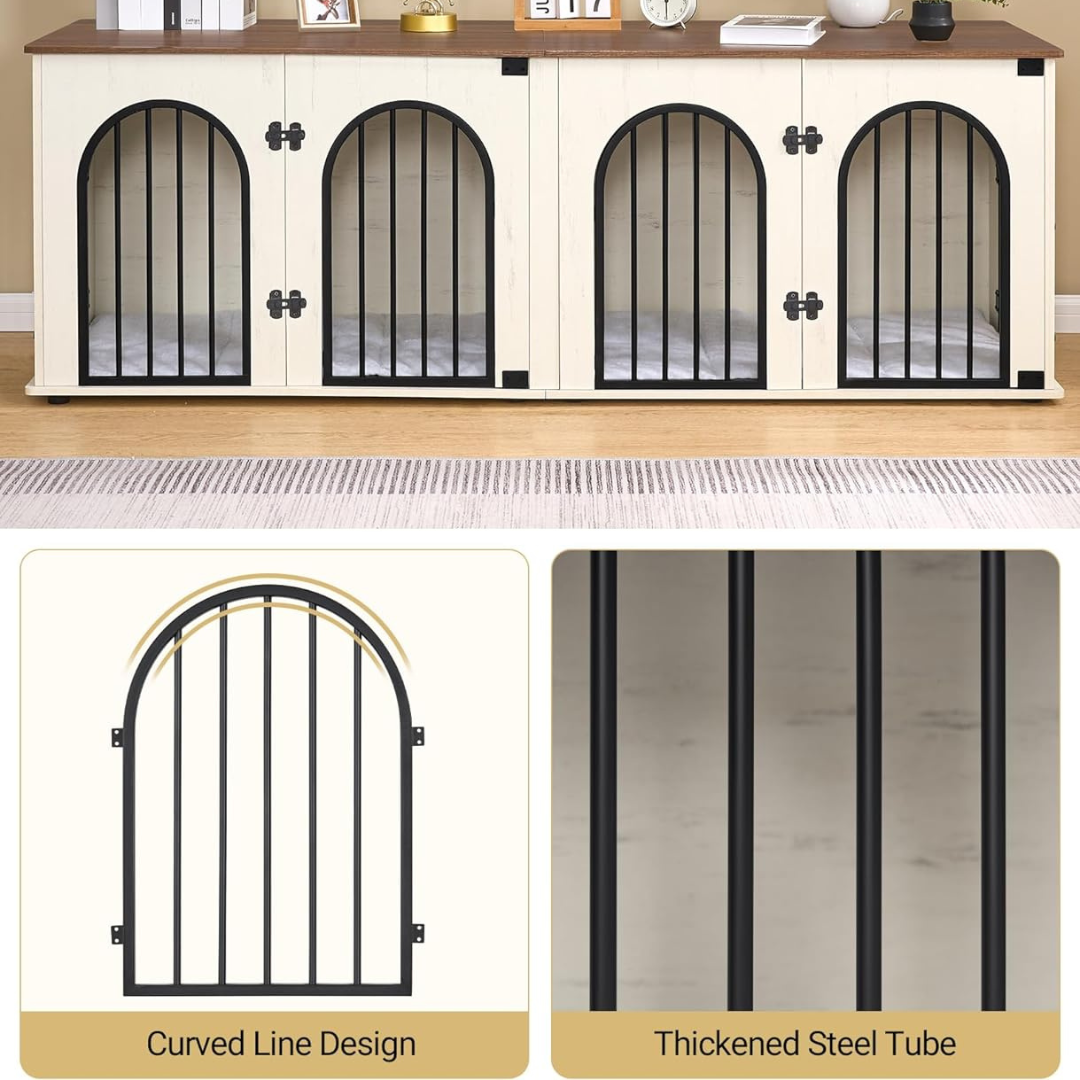 70.9" Oskar Double Dog Crate Furniture For 2 Dogs