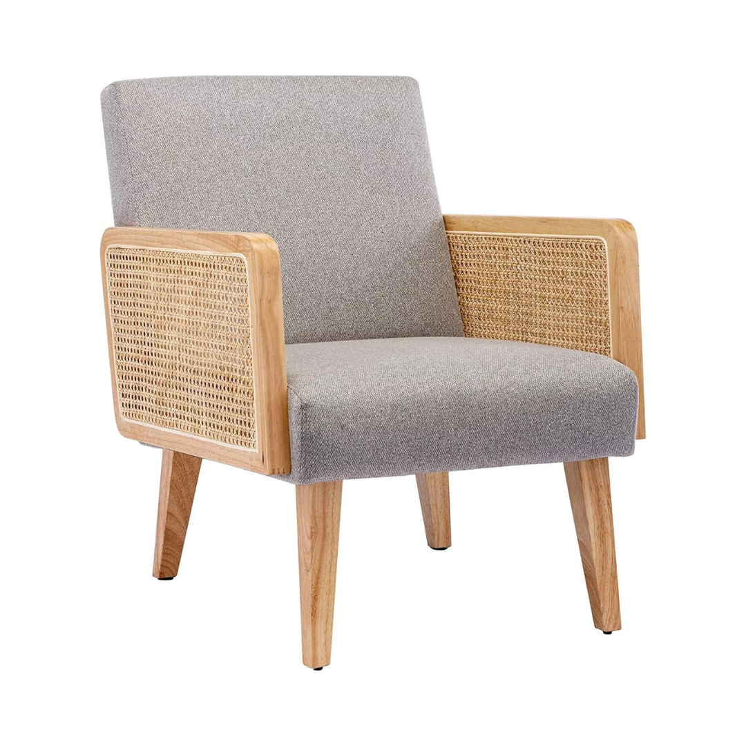 Meza Rattan Fabric Accent Armchair