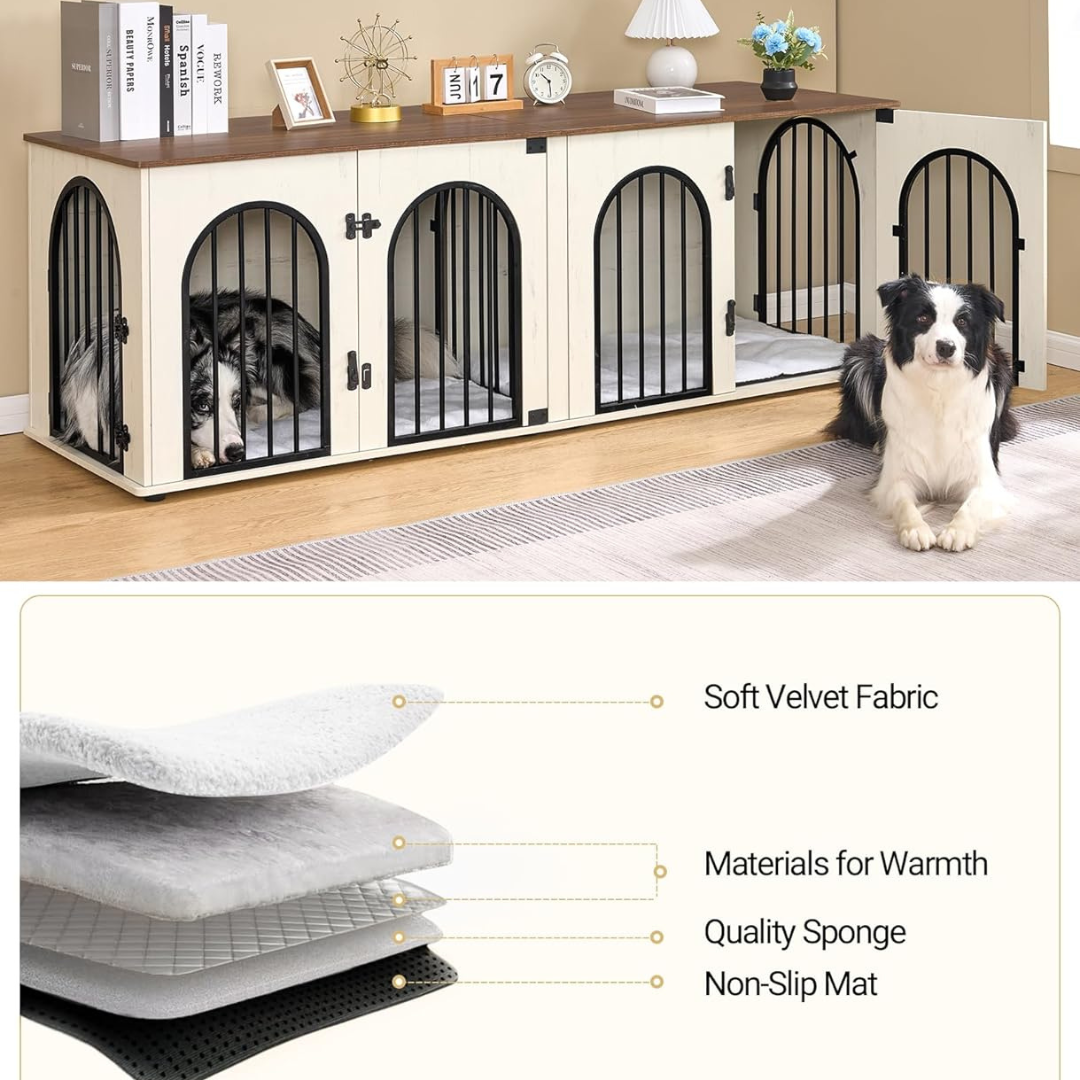 70.9" Oskar Double Dog Crate Furniture For 2 Dogs