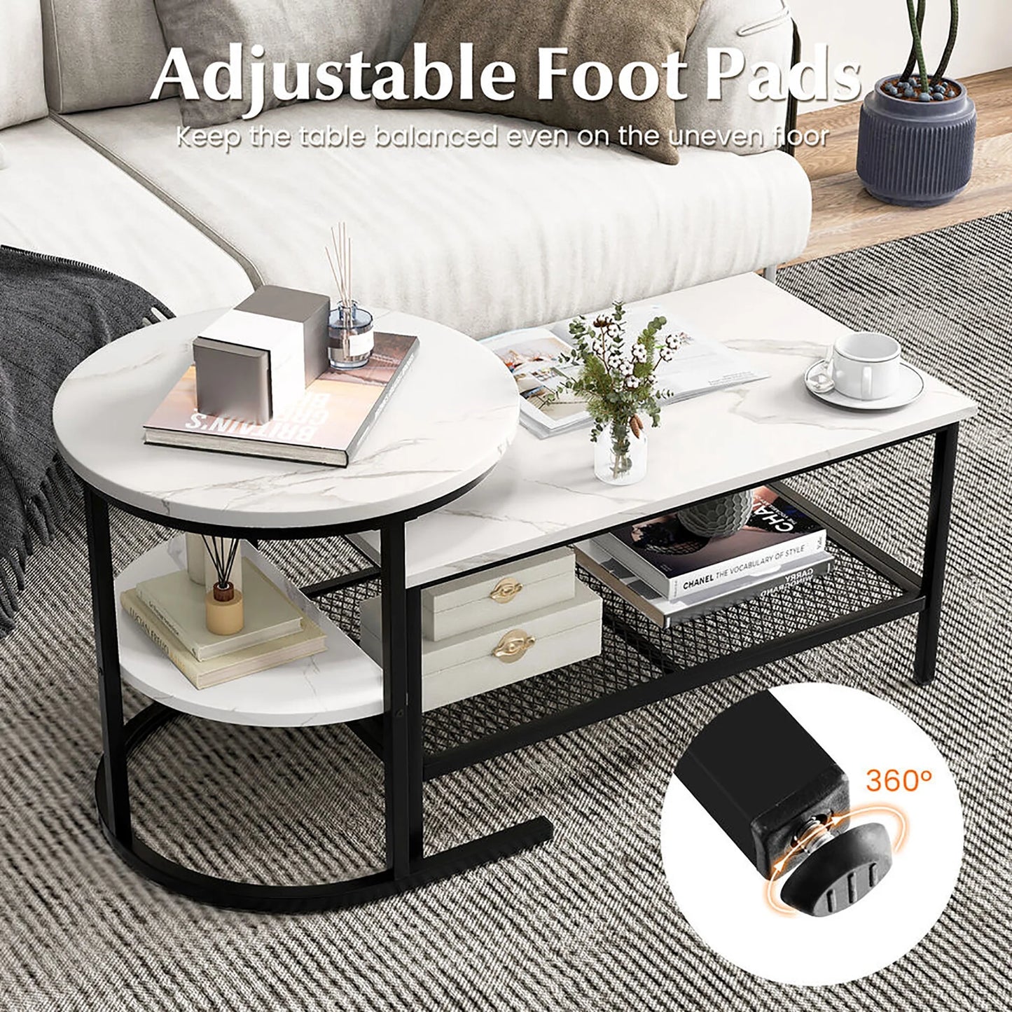 Kaya Marble Nesting Coffee Table With Storage