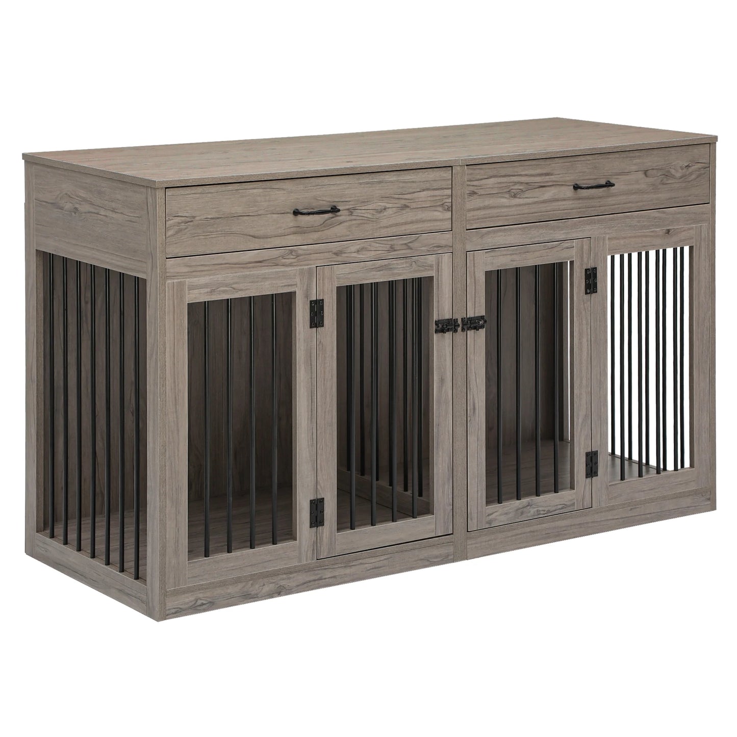 60.2" Rita Double Dog Crate Furniture For 2 Dogs