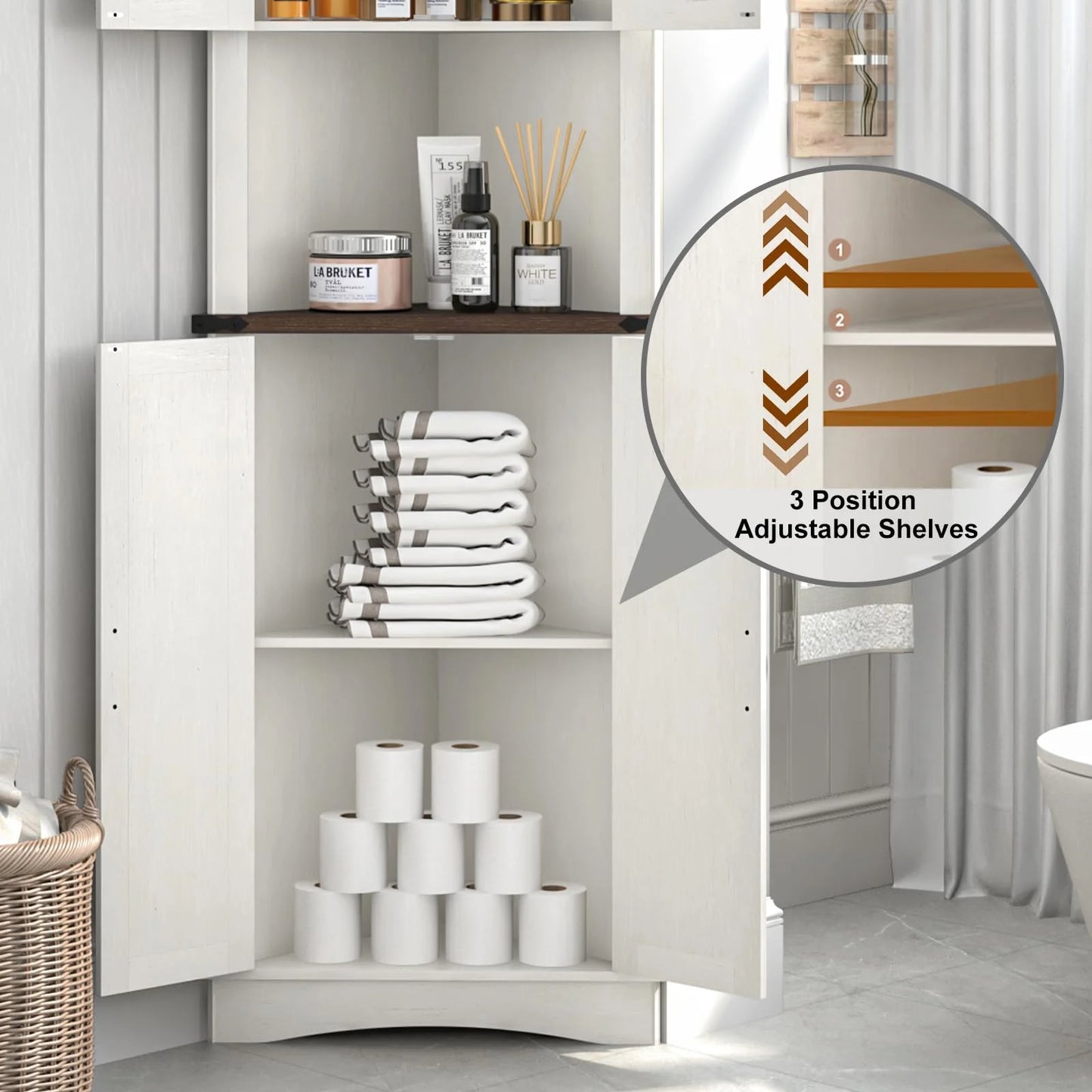 Denis Tall Corner Kitchen Pantry Cabinet