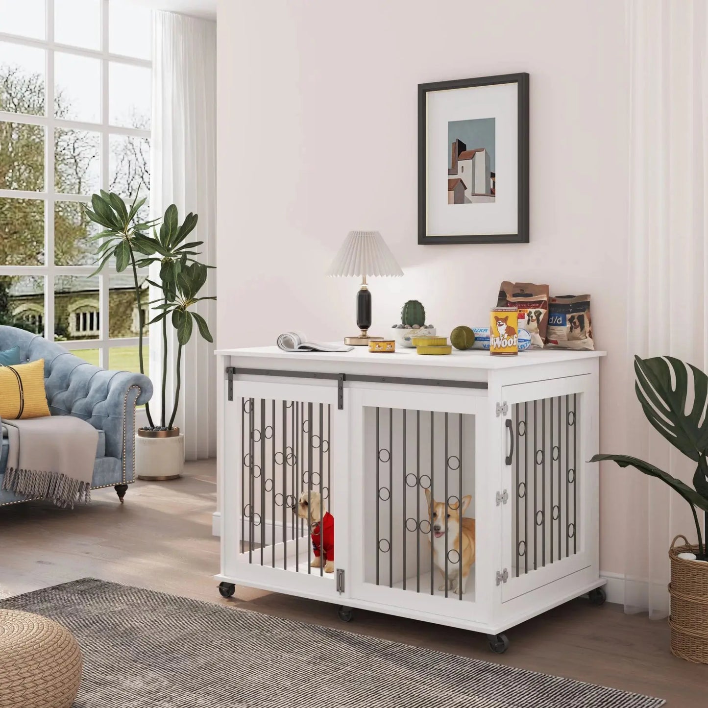 43.7" Hana Large Dog Crates Furniture Canva Home
