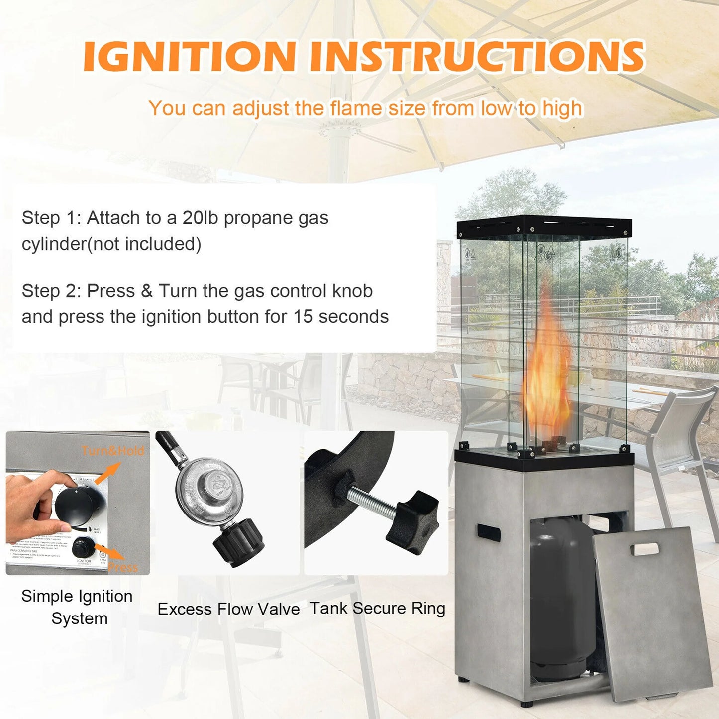 Outdoor Heavy Duty Patio Propane Gas Heater