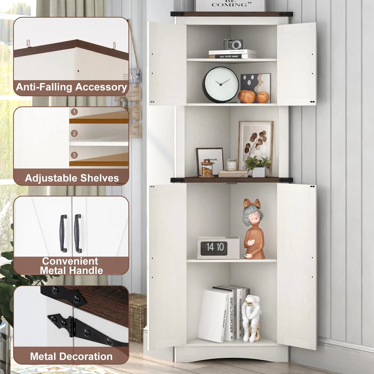 Denis Tall Corner Kitchen Pantry Cabinet