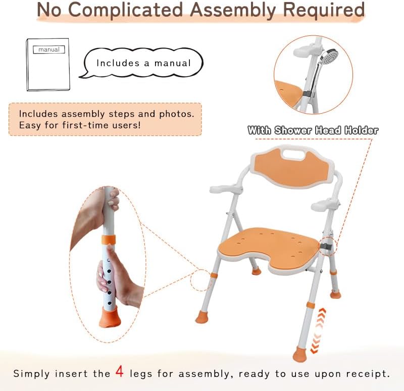 Elderly Foldable Shower Chair With Arms