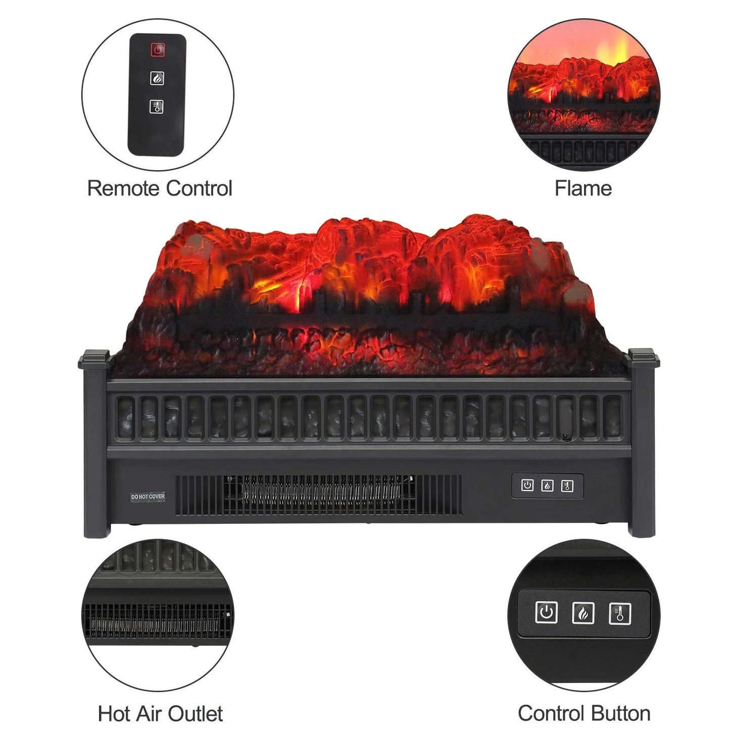 Electric Portable Fake Log Fireplace Insert