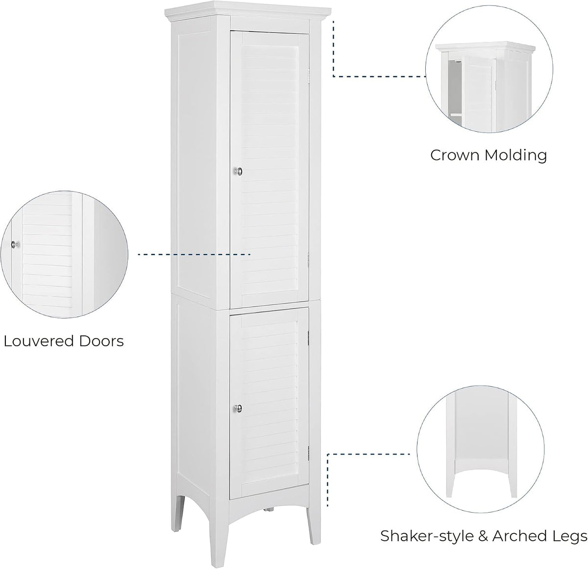 Glenna Freestanding Linen Cabinet with 2 Doors