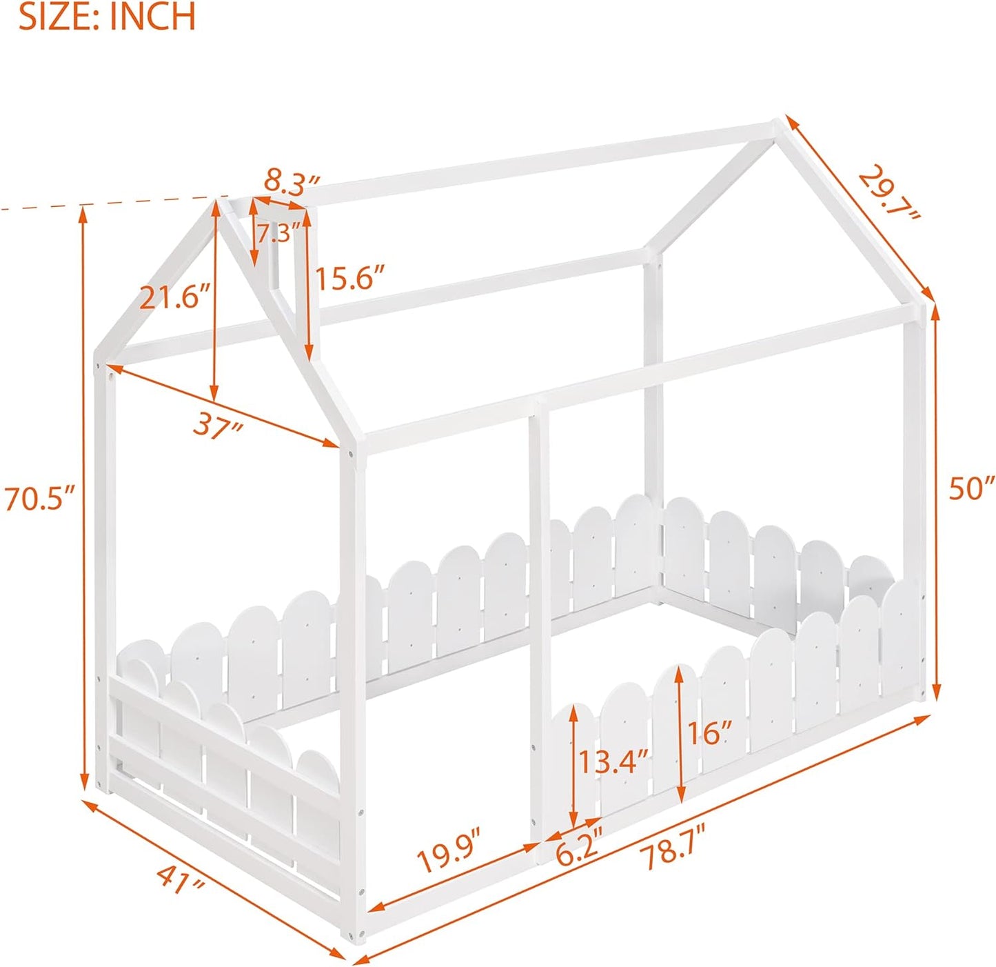 Fence Montessori Floor Bed With Rails