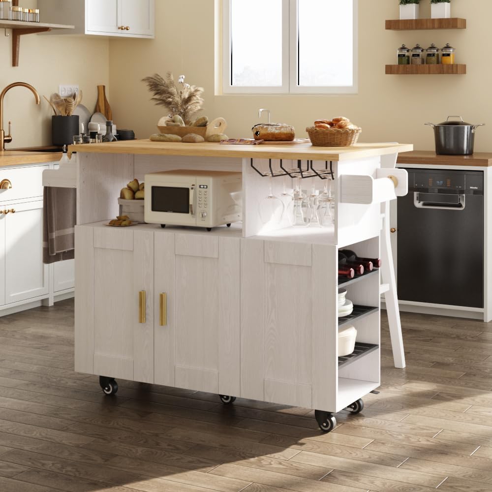 Myles Rolling Drop Leaf Kitchen Island Cart