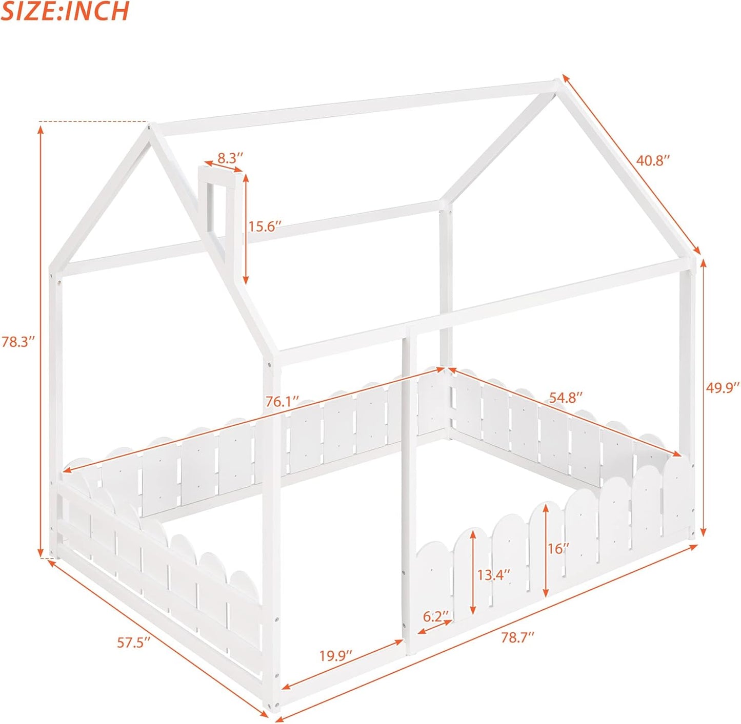 Fence Montessori Floor Bed With Rails