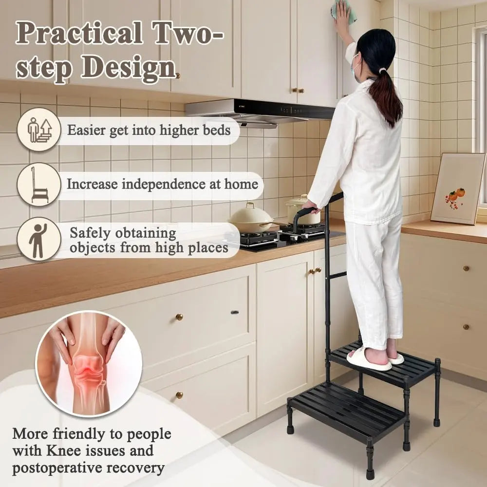 20" Elderly Bedside Step Stool Canva Home