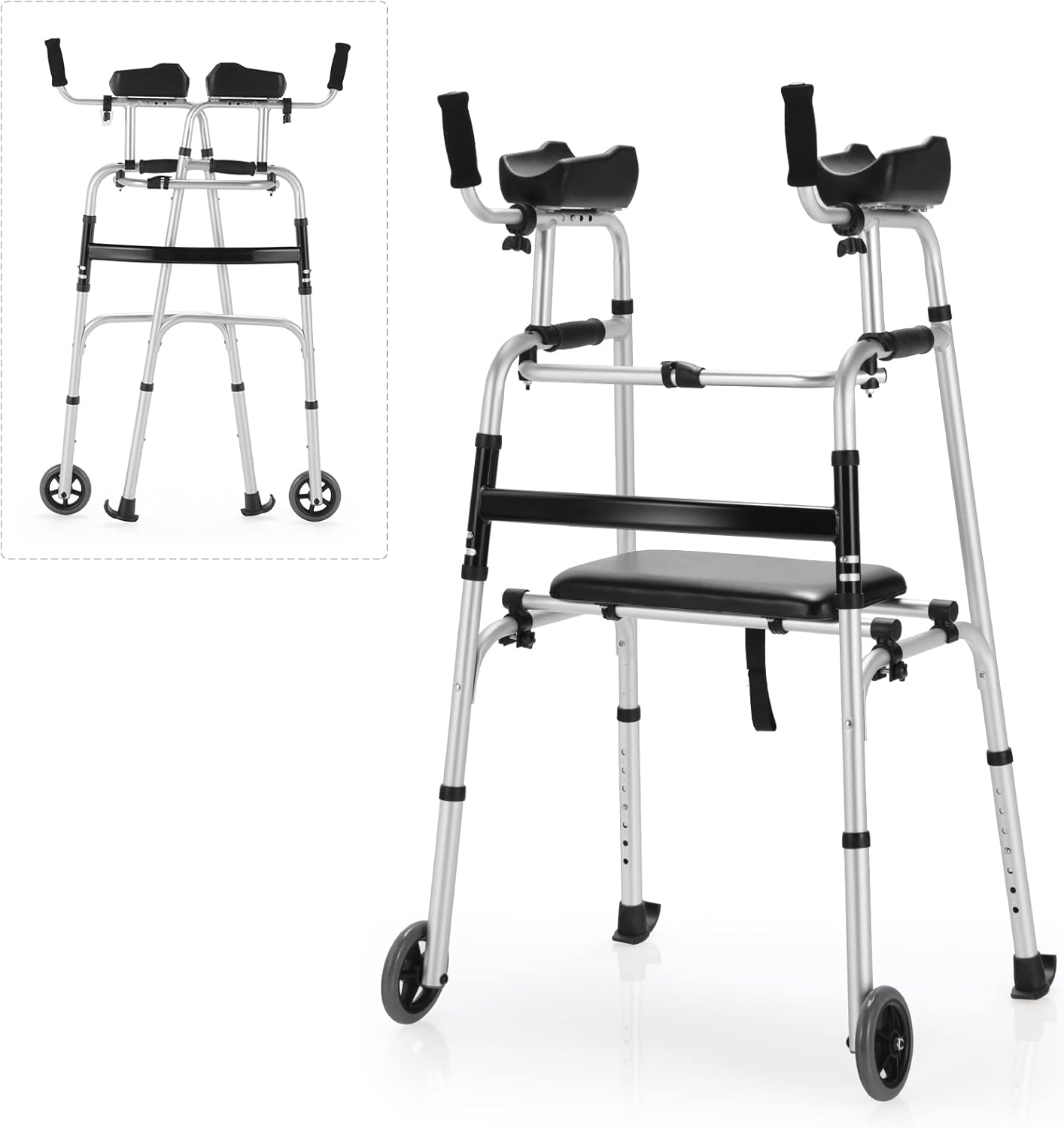 Senior Lightweight Upright Mobility Walker With Seat