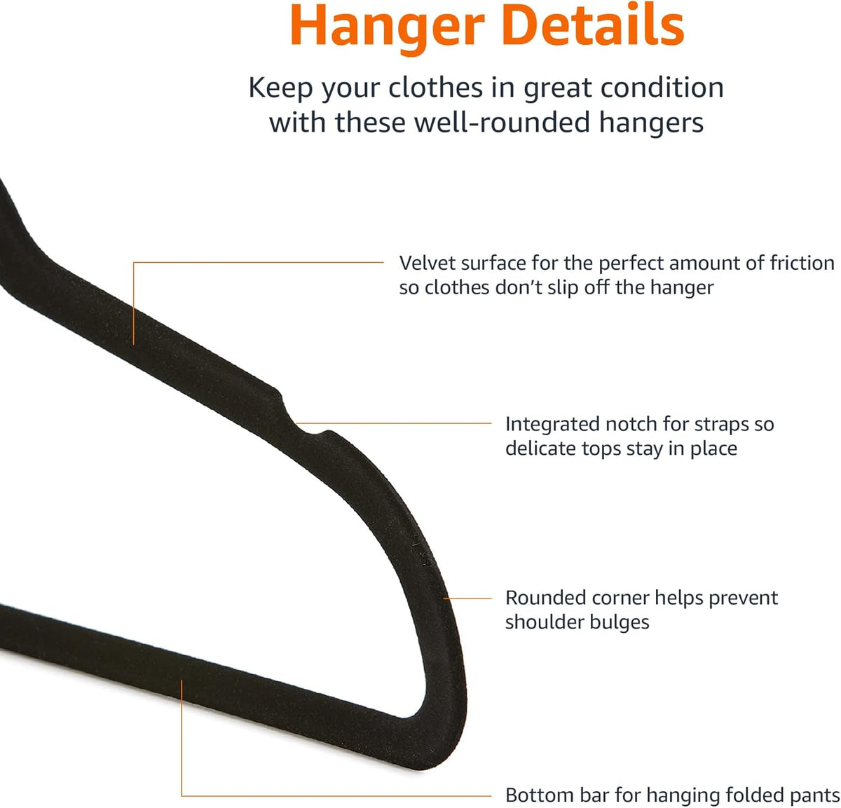 Blaire Slim Velvet Hangers 50-Pack: non-slip velvet coating with a metal core