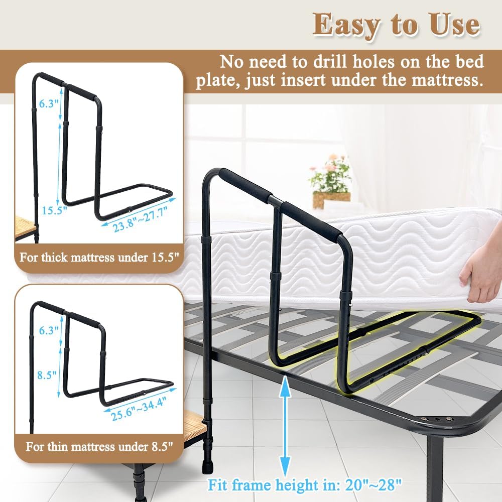 21.5" Elderly Bedside Step Stool With Bed Rail