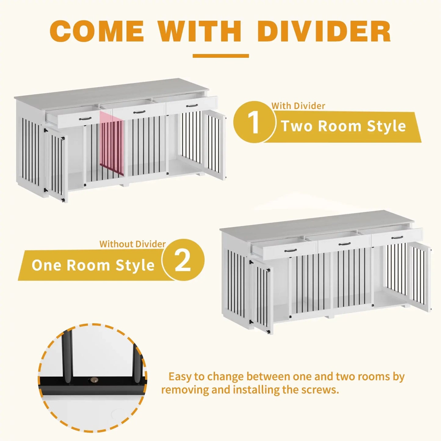 72.5" Mayer Double Dog Crate Furniture For 2 Dogs Canva Home