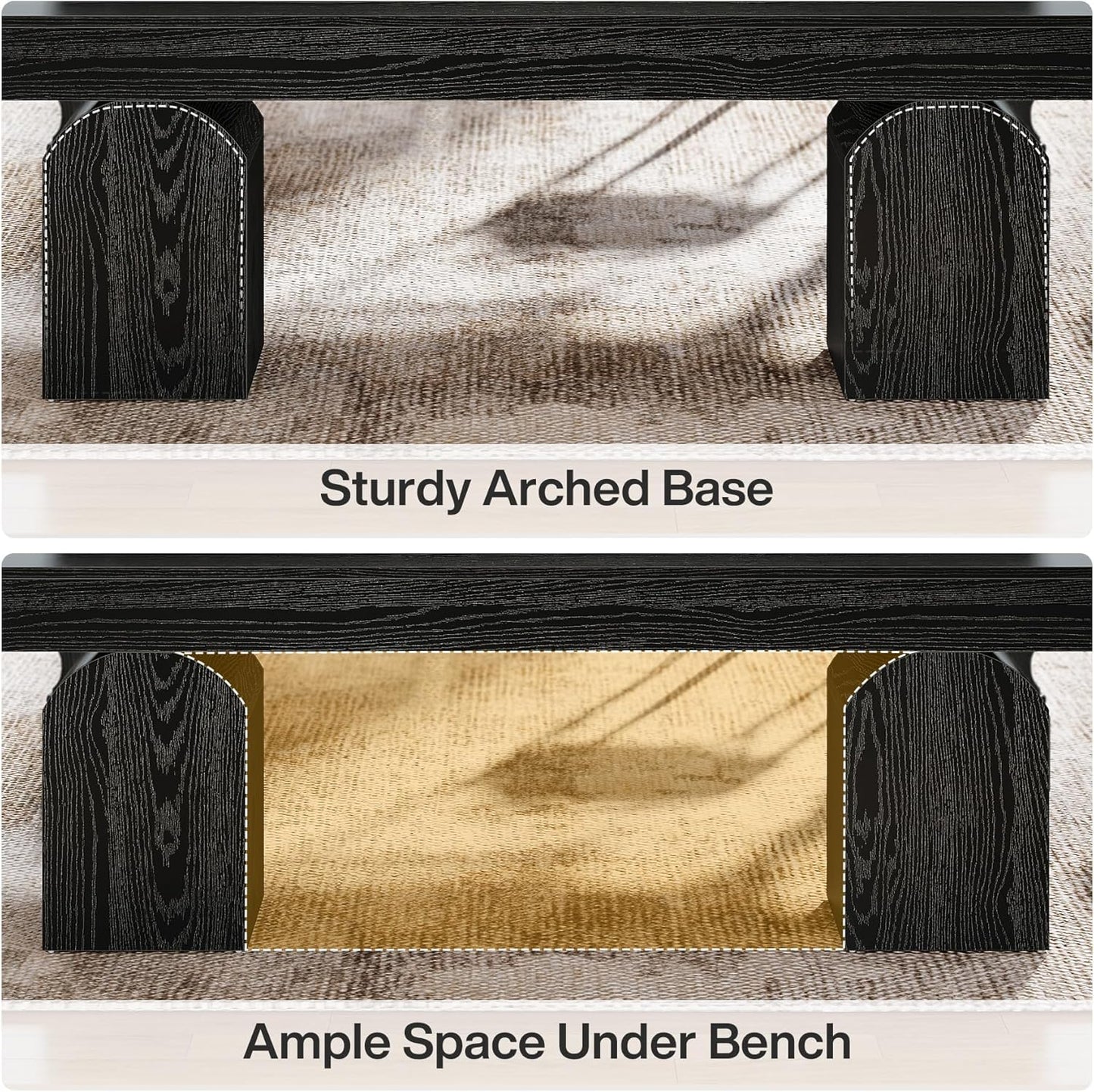 59" Modern Black Dining Bench for 2 to 3 - Canva Home