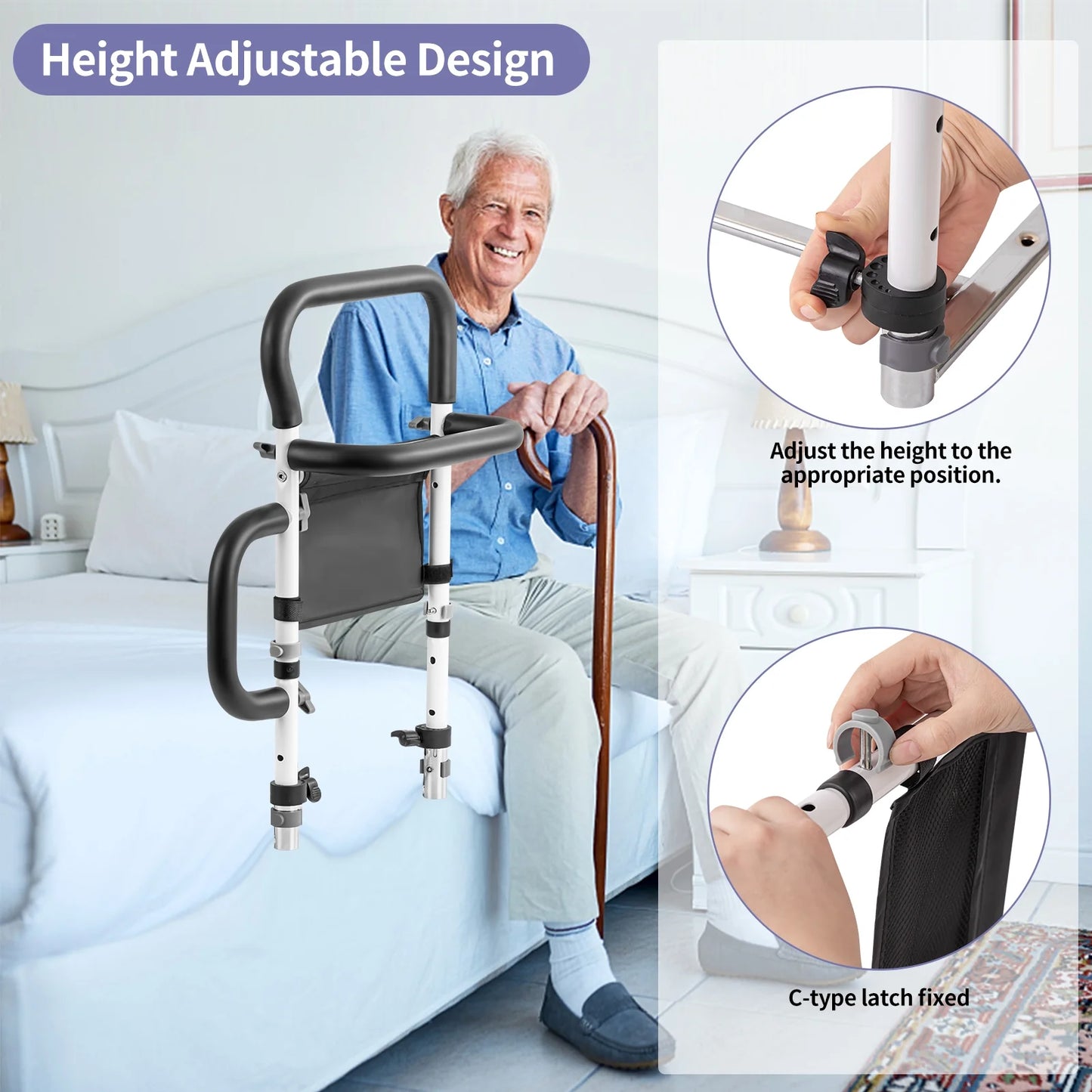Senior Safety Bed Rail (Triple Handle)