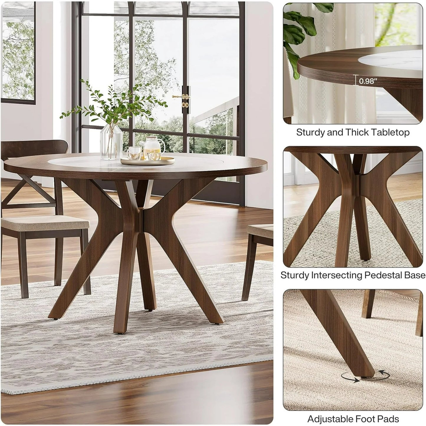 Clark Round Rustic Farmhouse Dining Table For 4 Canva Home