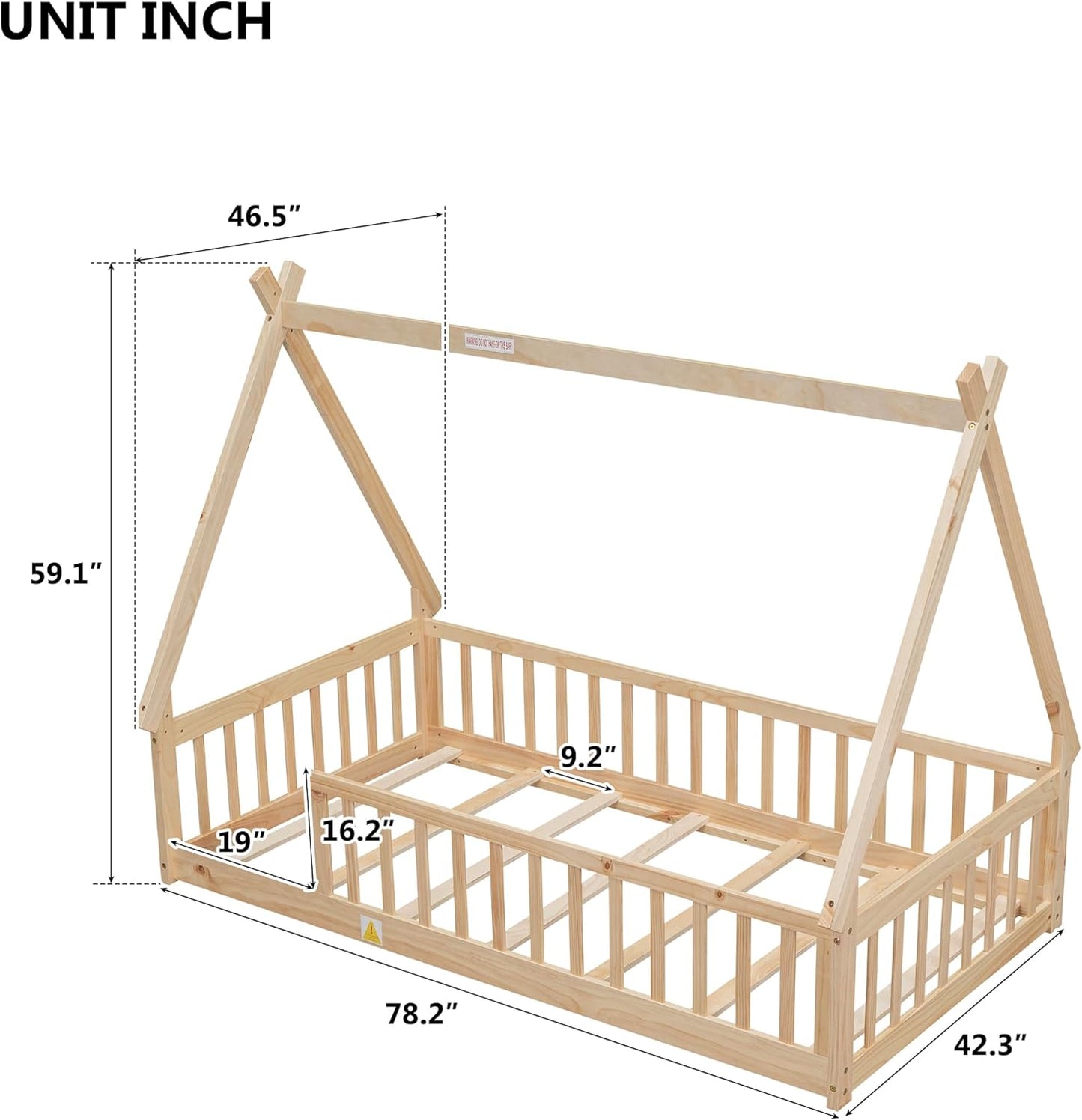 Tent Twin Montessori Floor Bed With Rails