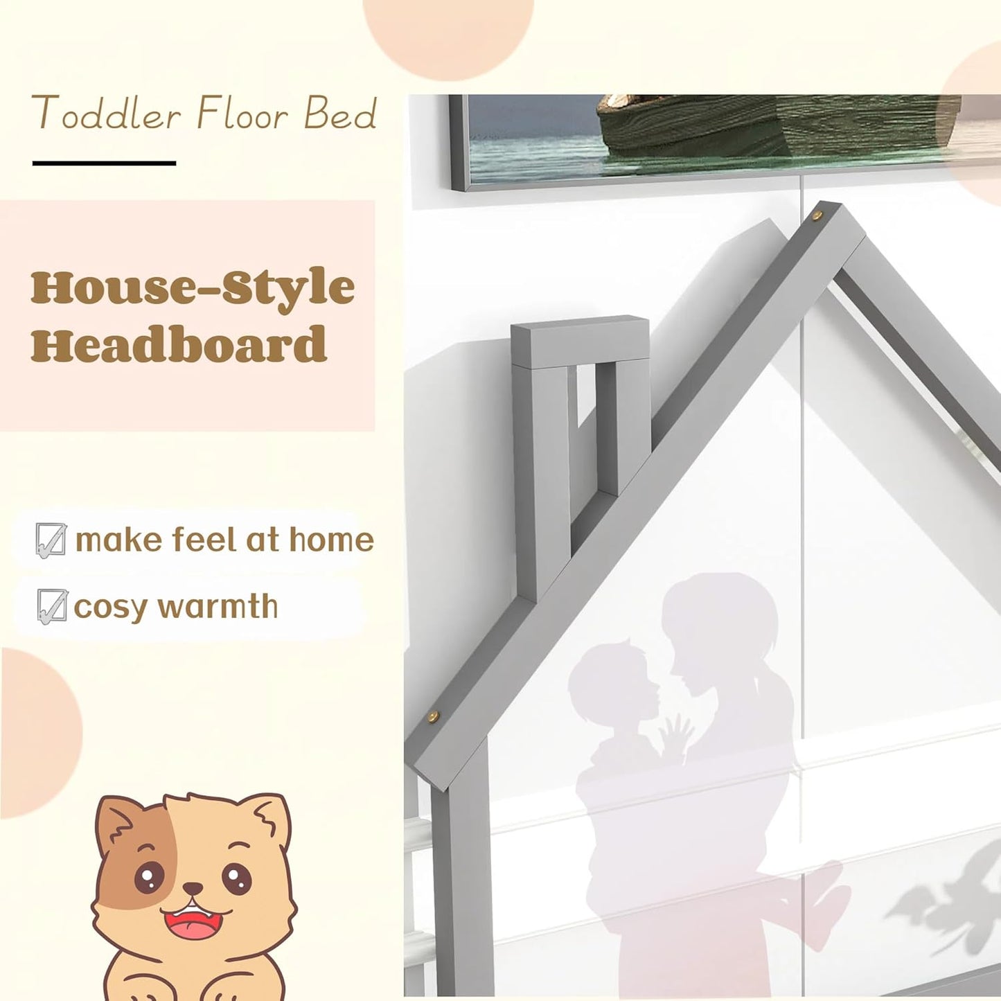 House Twin Montessori Floor Bed With Rails