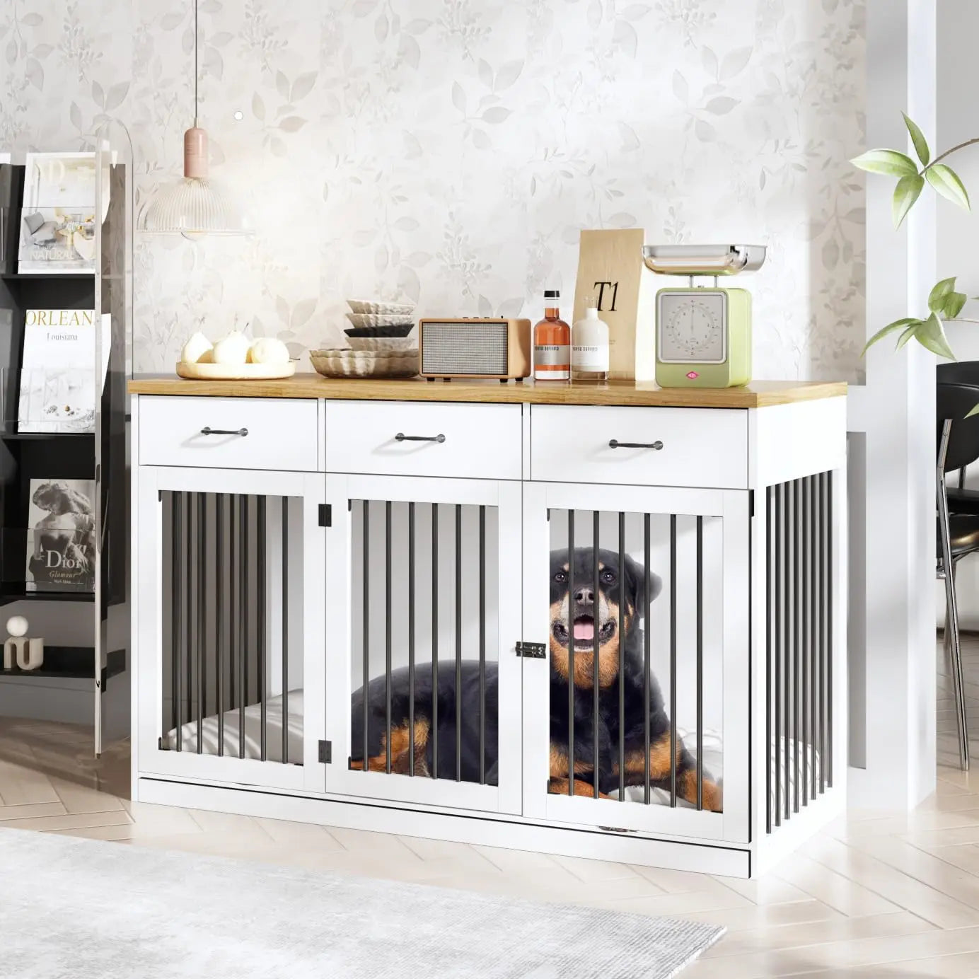 55.3" Avila Large Dog Crates Furniture Canva Home