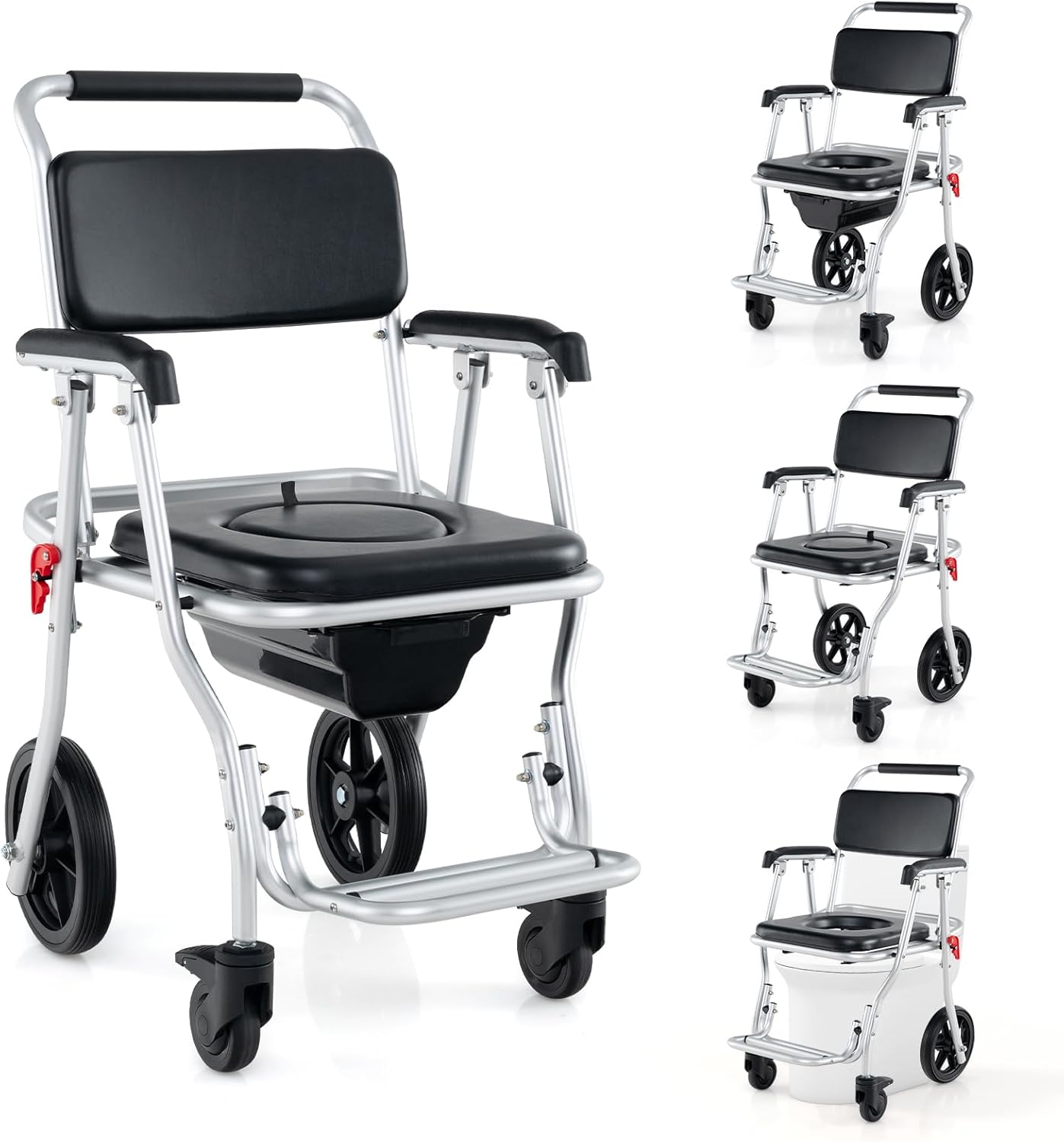 Pitts Foldable Elderly Shower Commode Wheelchair