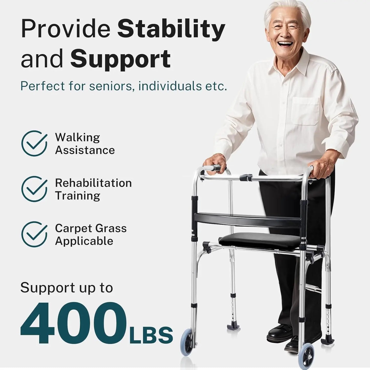 Senior Lightweight Mobility Walker With Seat Canva Home