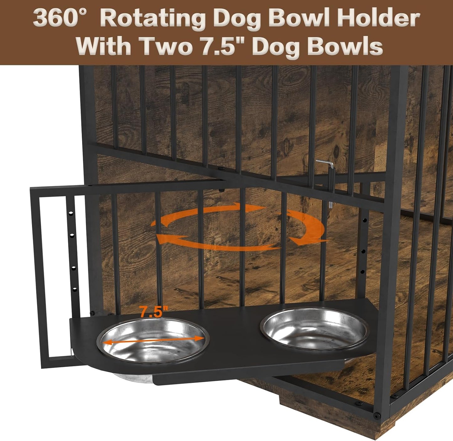 86.6" Ross Double Dog Crate Furniture For 2 Dogs