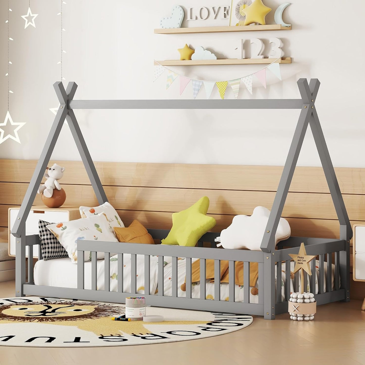 Tent Twin Montessori Floor Bed With Rails