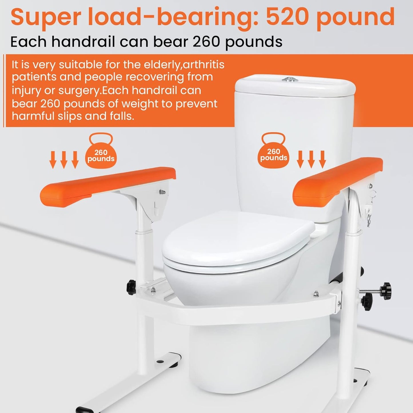 Flip Up Toilet Safety Frame Rails