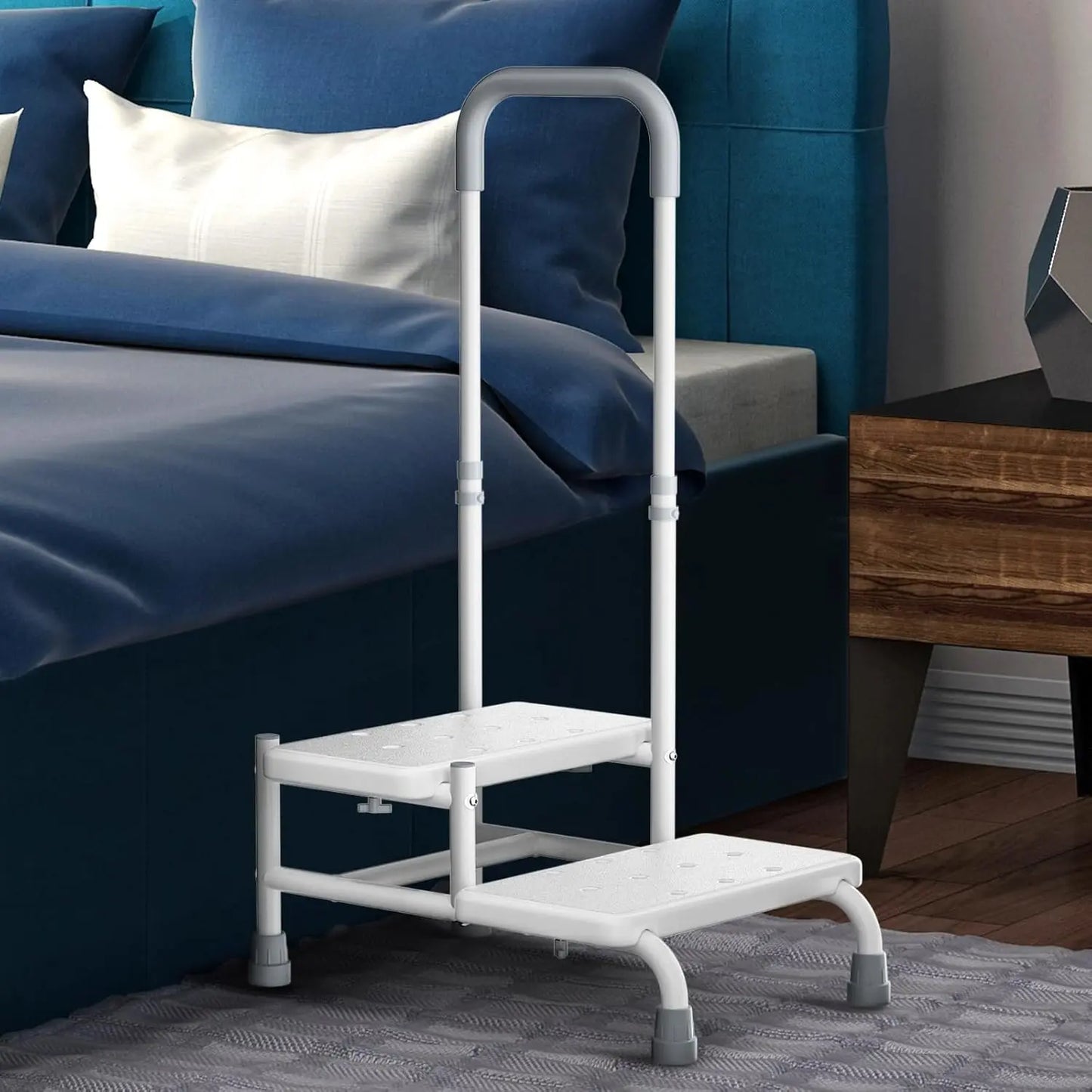 16" Elderly Bedside Step Stool Canva Home