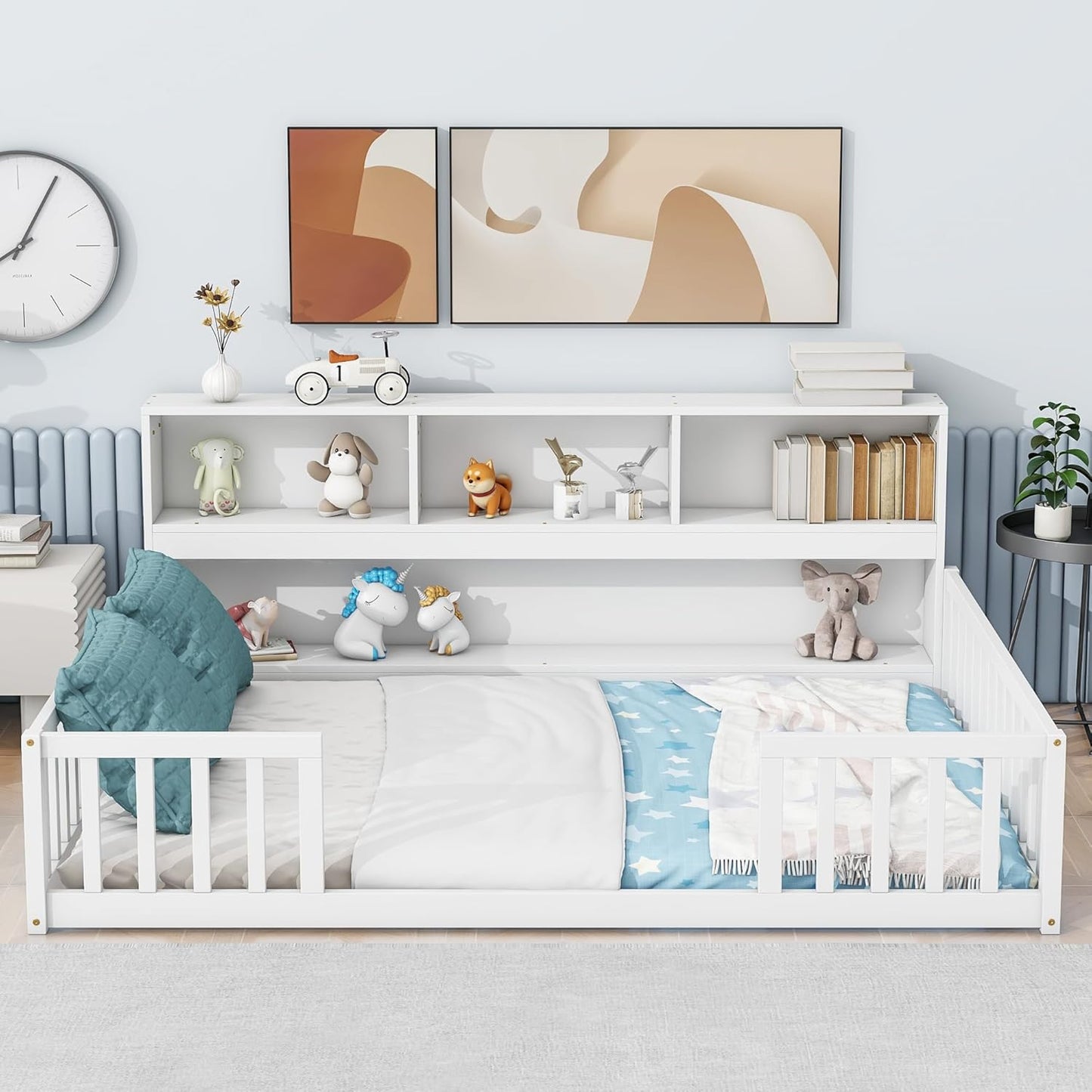 Rivera Children's Montessori Floor Bed With Bookcase