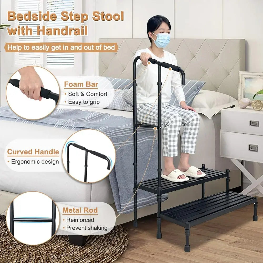 30.5" Elderly Bedside Step Stool Canva Home