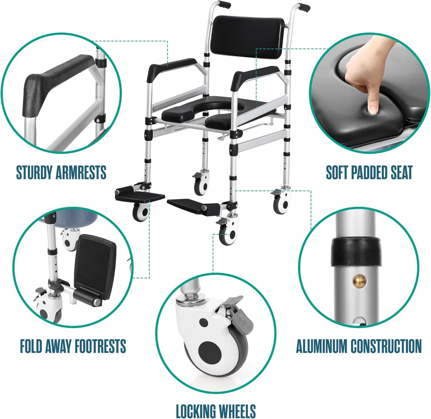 Naima Elderly Shower Commode Wheelchair
