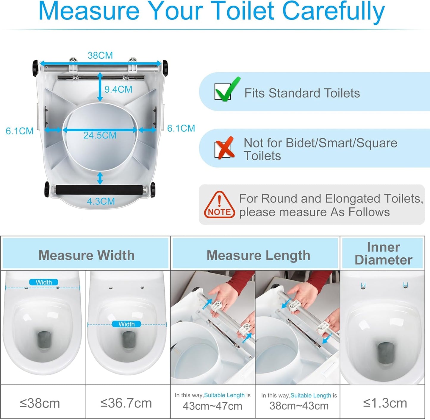 Toilet Seat Riser With Handles (Raise Handle)