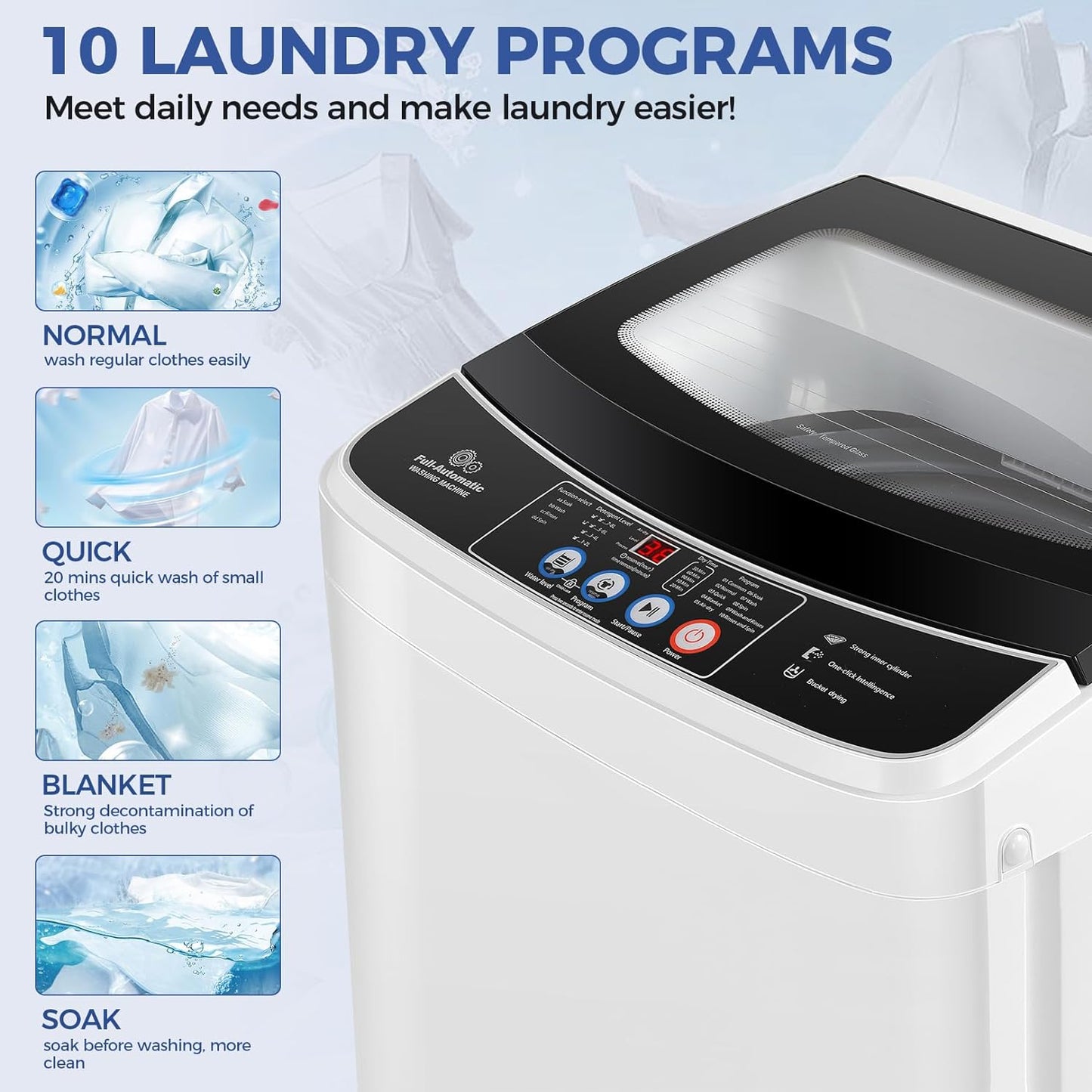 17.8lbs Portable Apartment Ventless Washer & Dryer Combo (Glass)