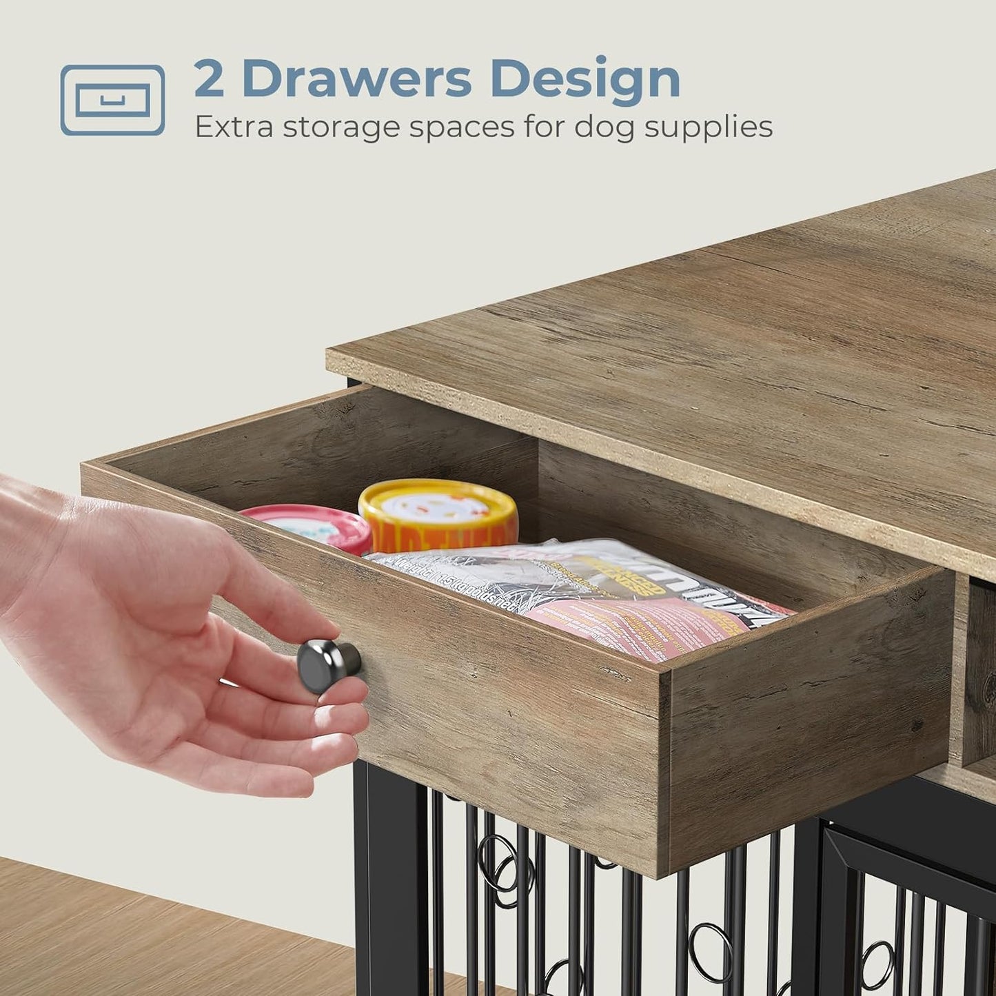 70.8" Larson Double Dog Crate Furniture For 2 Dogs