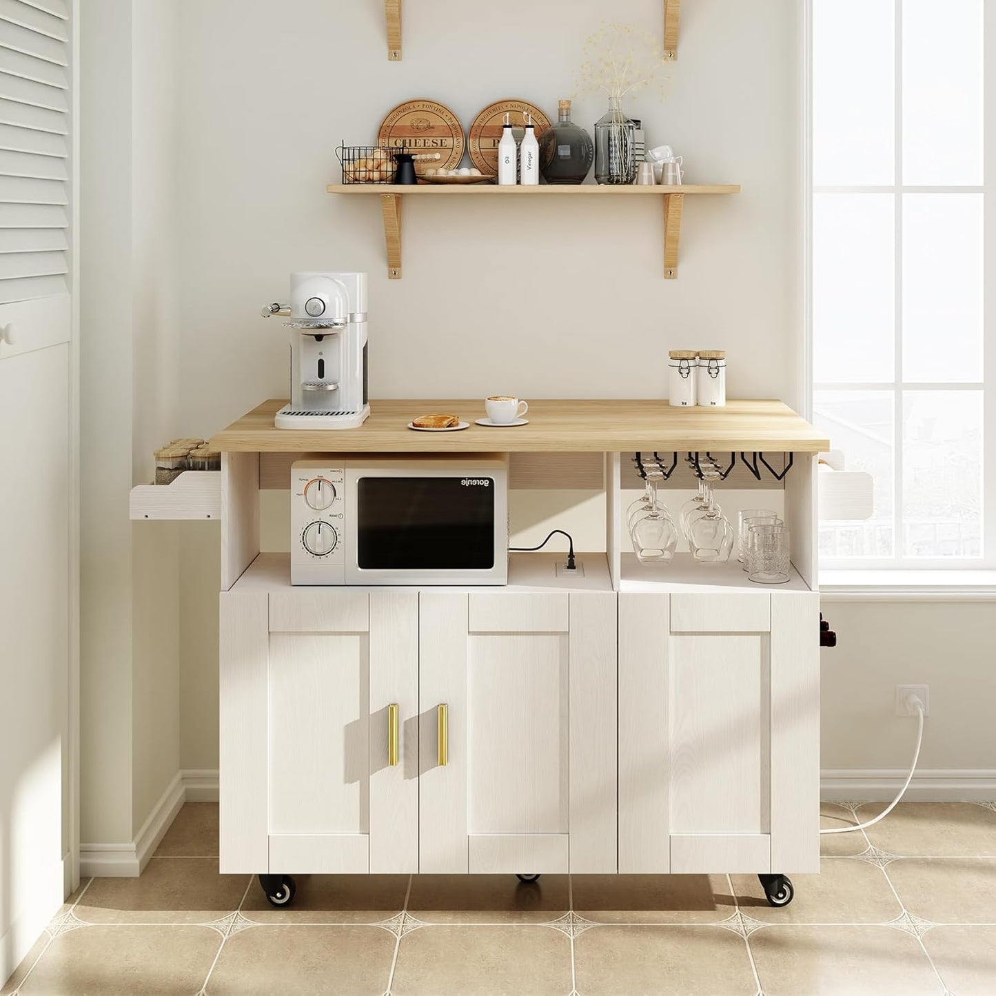 Myles Rolling Drop Leaf Kitchen Island Cart