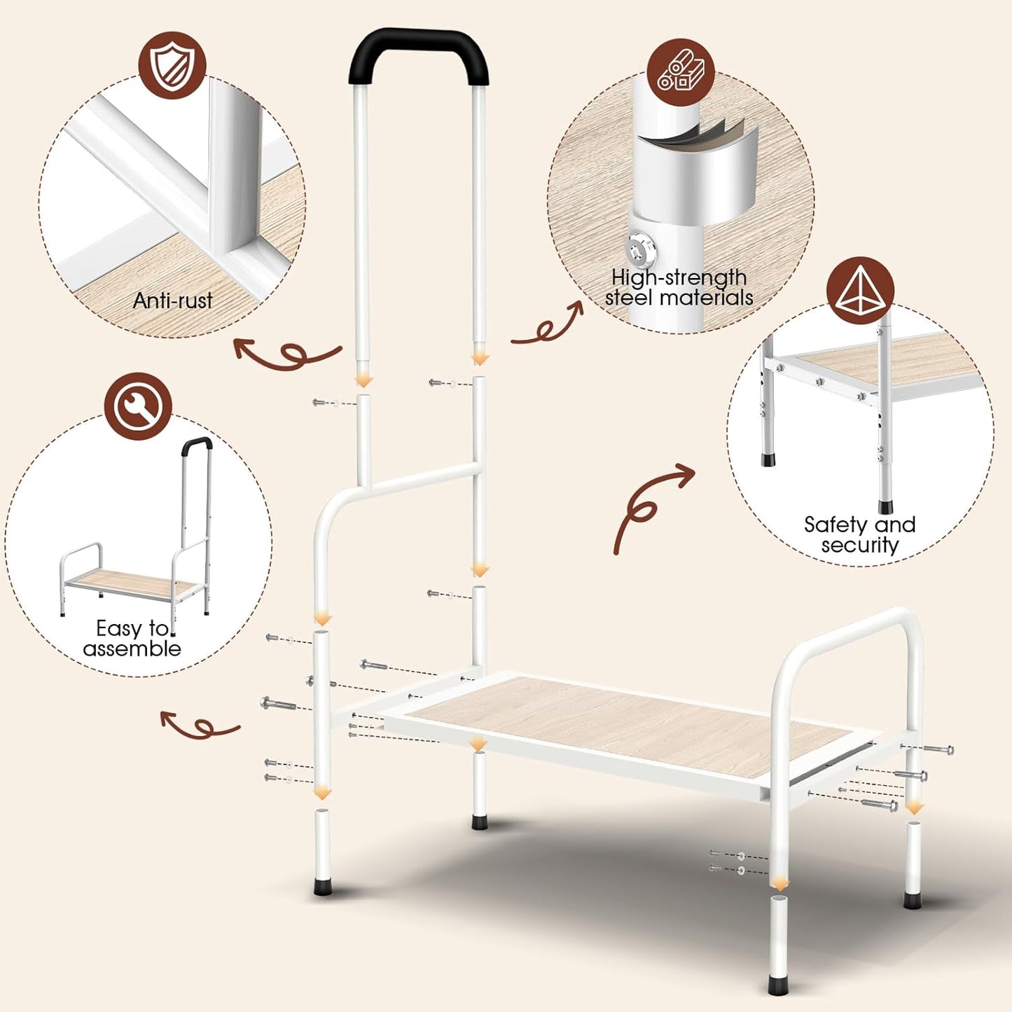 27.1" Elderly Bedside Step Stool